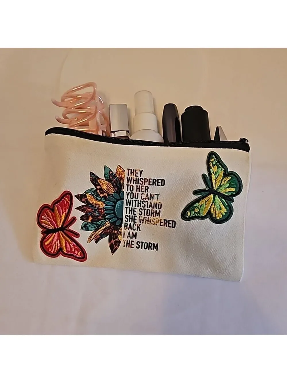 Hand Crafted Canvas Cosmetic Bag Pencil Case Embroidery